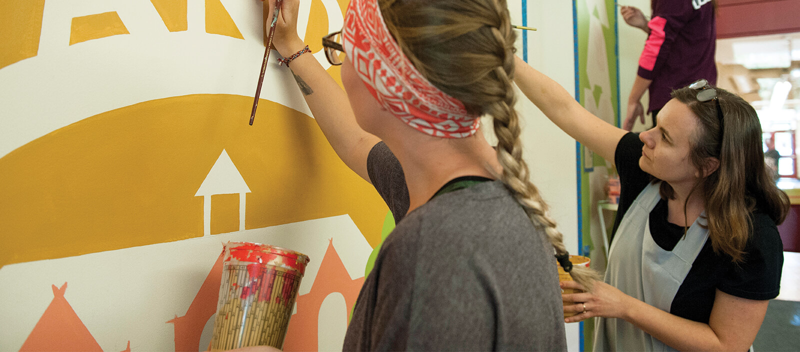 Students paint a mural