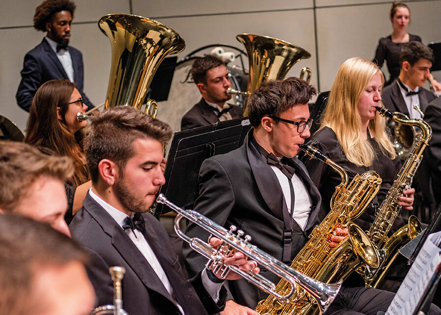 Students perform during an ensemble concert.