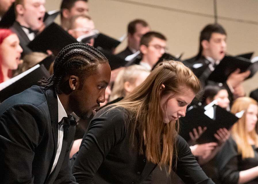 Students performing during ensemble concert