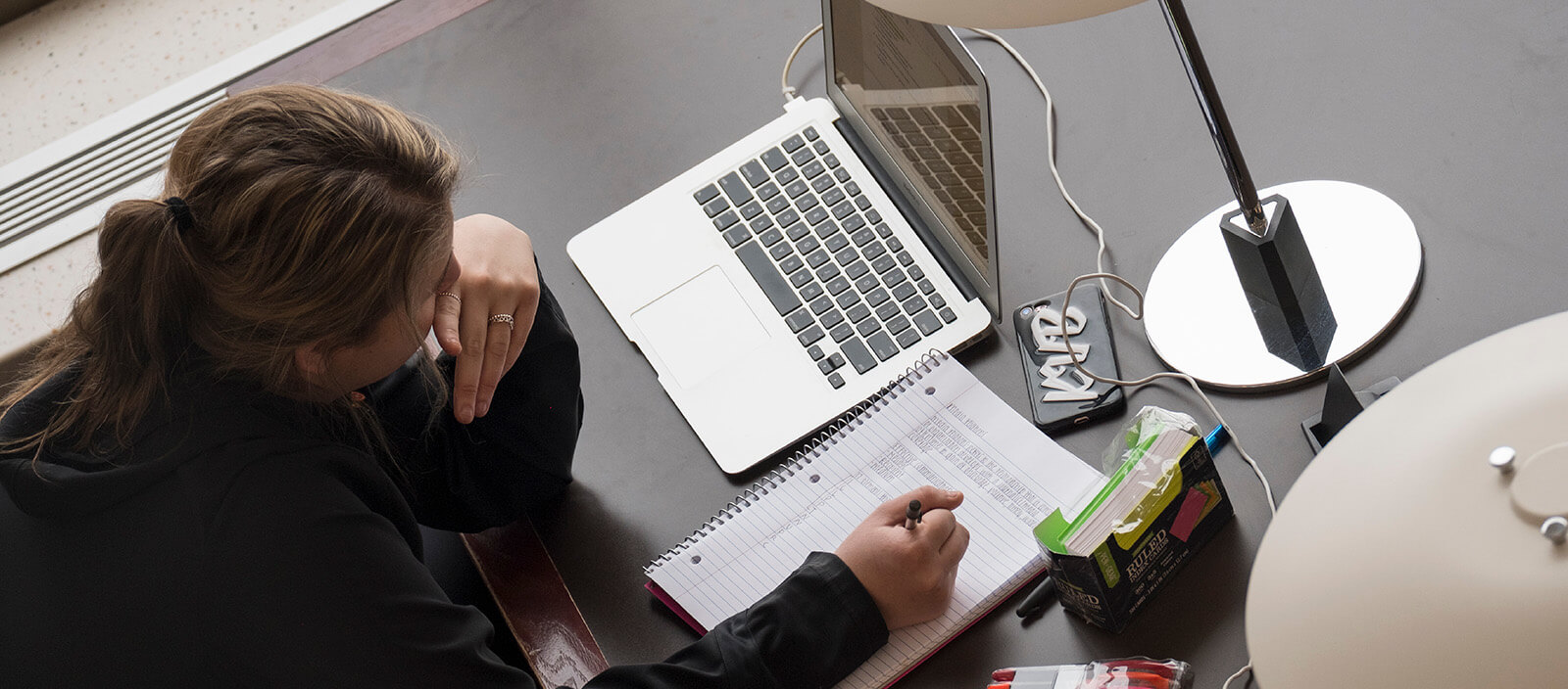 Female student looking at her computer