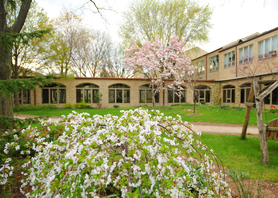 An exterior view of St. Norbert Abbey
