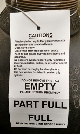 Caution Tag on Cylinder
