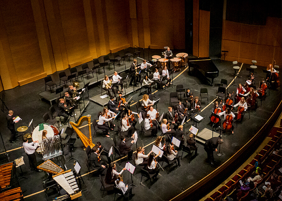 An orchestra performing