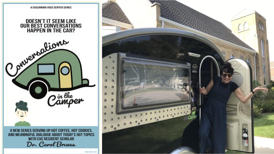 Carol in a camper