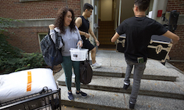 Parents helping students settle in during move-in day