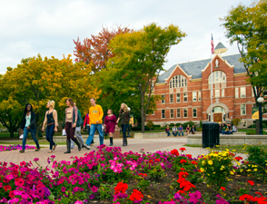 Students walking on campus