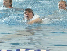 Syble Hopp students in the water