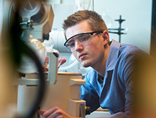 student working in a lab