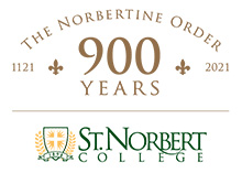 Nobertine 900th logo above the St. Norbert College logo