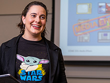 Valerie Kretz teaches her Media Effects class