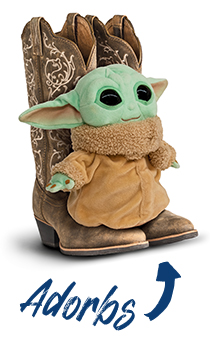 Baby Yoda on cowboy boots